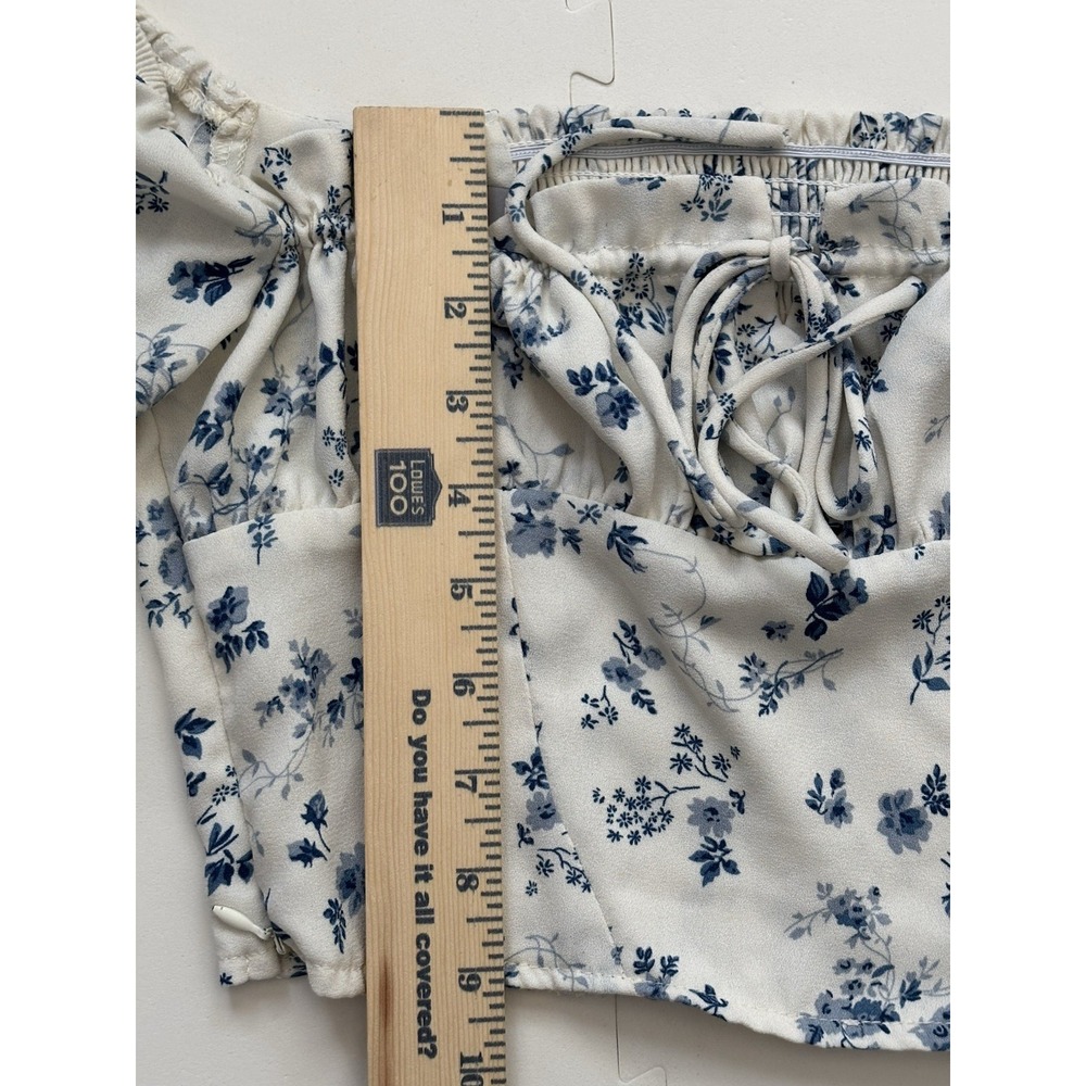 Milkmaid Coquette Cottagecore Ren Faire Cropped Top Romantic Blouse - Size M - Picture 6 of 7